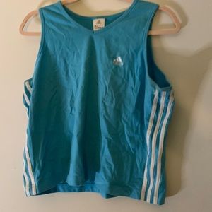 90s Style Adidas, Blue and white striped Top!